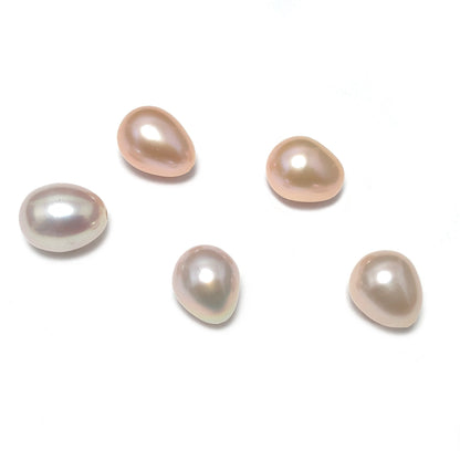 Half Drill Pearls, Freshwater Drop Shape 8-9mm, Natural Colors, 8 Pieces, HDP002