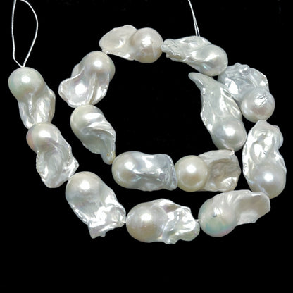Baroque Pearls 13-17mm, Freshwater Pearls White, Single Piece or Full Strand. BAR018