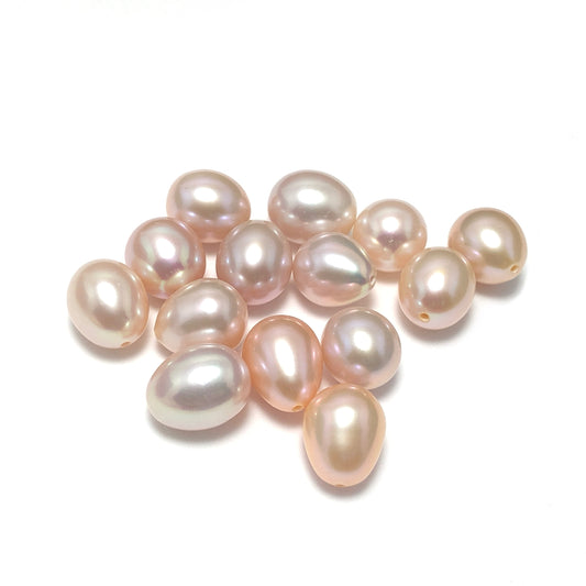 Half Drill Pearls, Freshwater Drop Shape 8-9mm, Natural Colors, 8 Pieces, HDP002