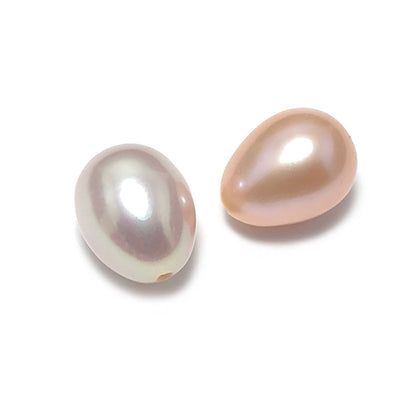 Half Drill Pearls, Freshwater Drop Shape 8-9mm, Natural Colors, 8 Pieces, HDP002