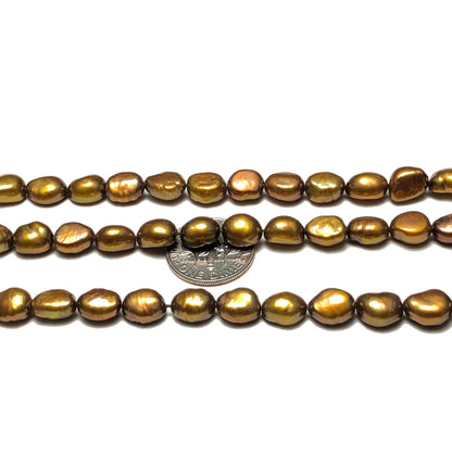 Nugget Freshwater Pearls, 6-7mm, Rice Shape , Copper Color, NUG031