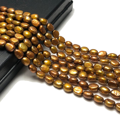 Nugget Freshwater Pearls, 6-7mm, Rice Shape , Copper Color, NUG031