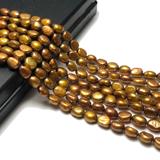 Nugget Freshwater Pearls, 6-7mm, Rice Shape , Copper Color, NUG031