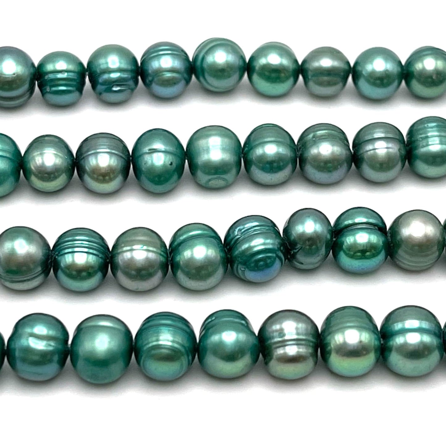 Freshwater Pearls, 7-8mm Off Round Potato Pearls, Teal Color, POT039