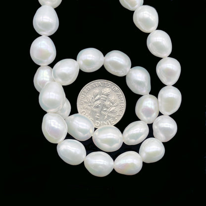 Edison Pearls 8-10mm, AAA Quality, Freshwater Pearl White, Excellent Luster Baroque Drop Shape, EDP014
