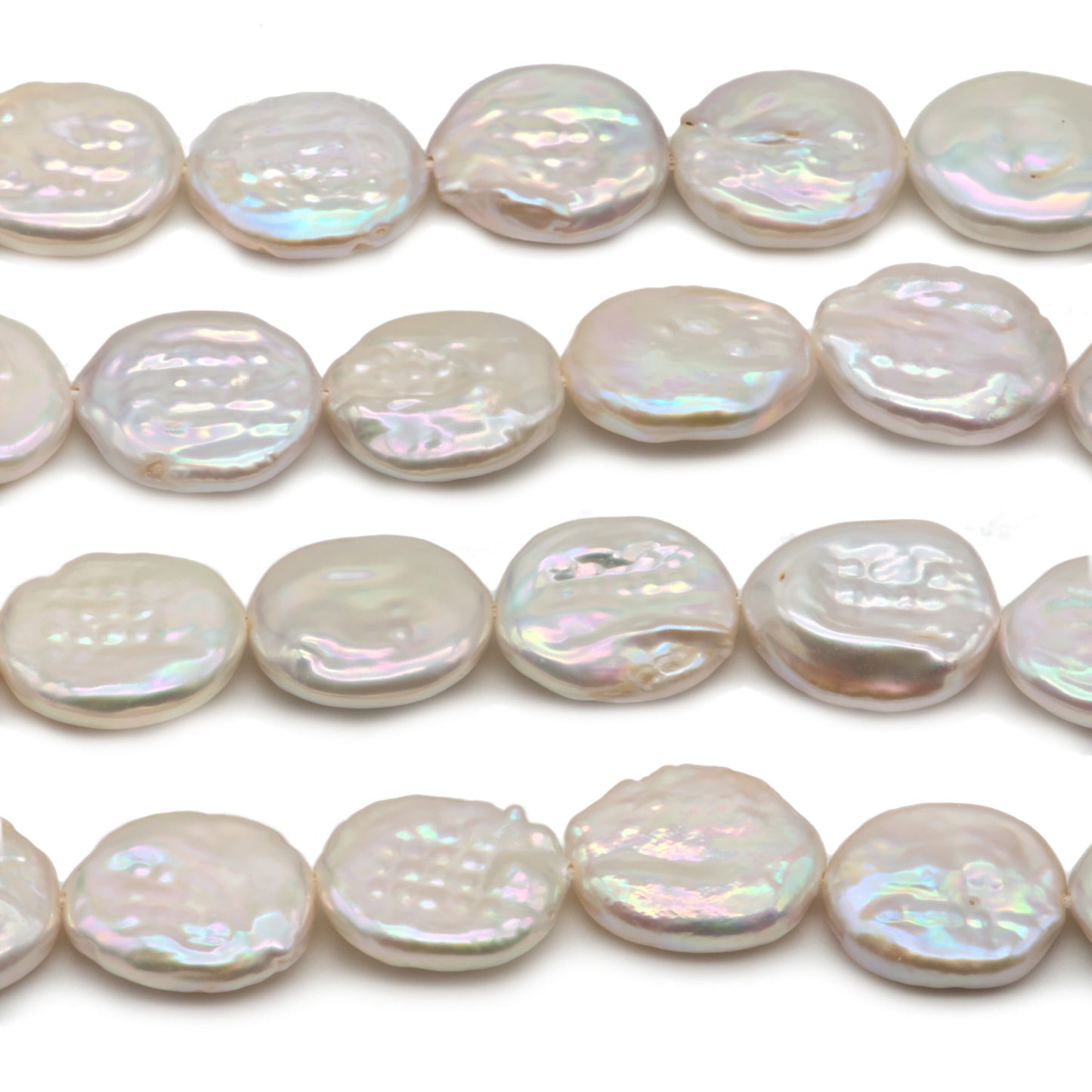 Coin Pearls, Freshwater Cultured Pearls in White Colors 14-15mm, Genuine Pearl, SKU# COIN009
