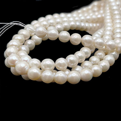 Freshwater Pearls 7 or 8mm Round White Color, Pearl Beads, SKU# NRD018