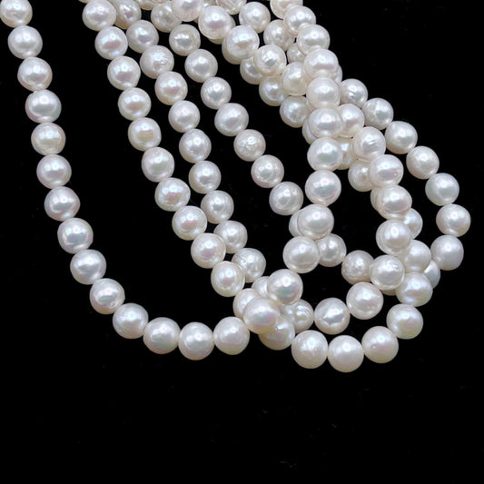 6-6.5mm Pearls, Round Freshwater Pearl Beads in White Color, SKU# NRD019