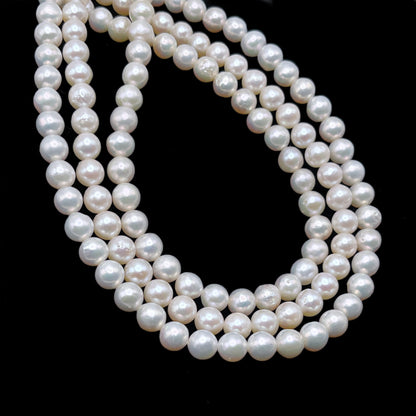 6-6.5mm Pearls, Round Freshwater Pearl Beads in White Color, SKU# NRD019