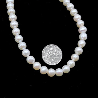 6-6.5mm Pearls, Round Freshwater Pearl Beads in White Color, SKU# NRD019