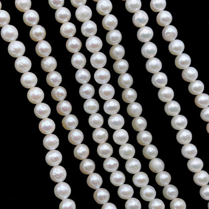 6-6.5mm Pearls, Round Freshwater Pearl Beads in White Color, SKU# NRD019