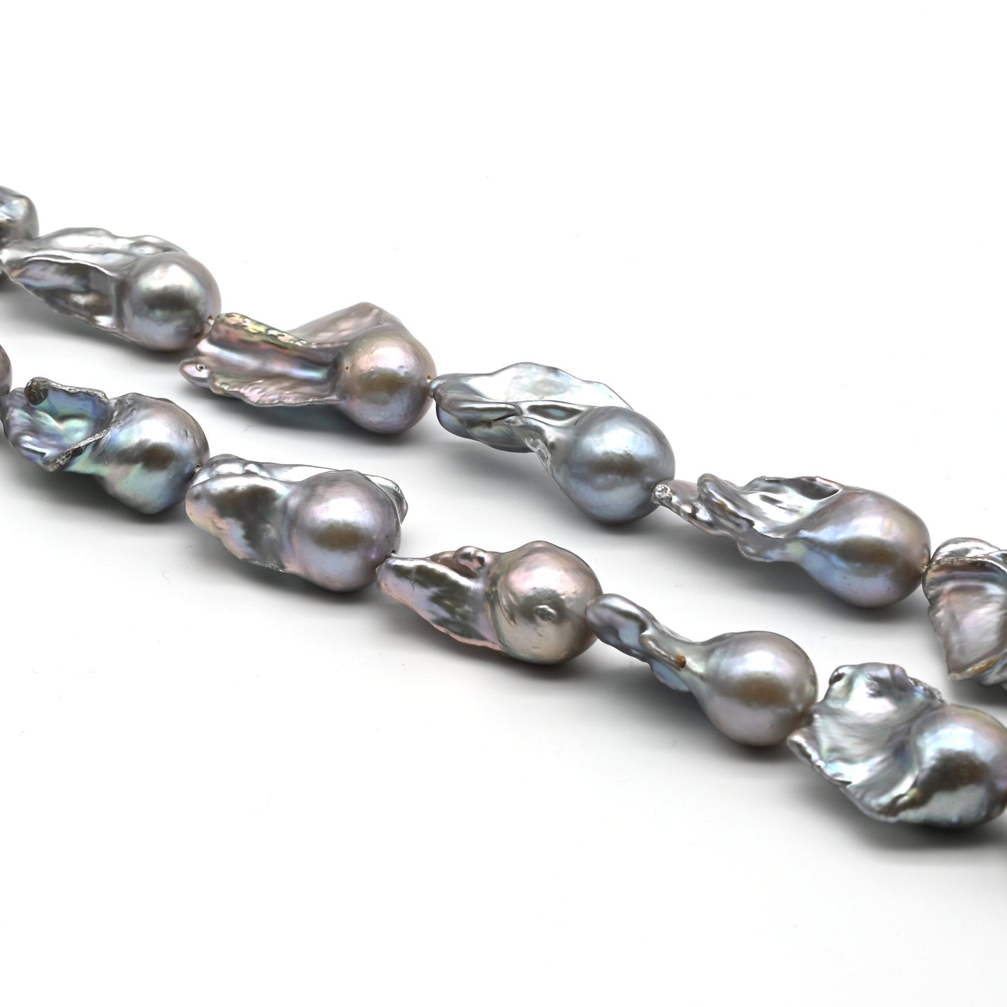 Large Grey Baroque Pearls, Freshwater Cultured Pearl Flameball Fireball in Silver Color, 13-18mm, 1 PCS or Full Strand, SKU# BAR021