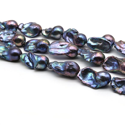 Peacock Baroque Pearls, Large Freshwater Cultured Flameball Fireball in Tahitian Colors,  13-18mm, Single Piece or Full Strand, SKU# BAR023