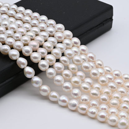 7.5-8mm Freshwater Pearls, Off Round Pearl Beads in White Color, Nice Luster in Full Strand SKU# NRD020