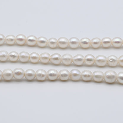 Freshwater Large Hole Pearl Beads, 7.5-8mm White Color Off Round, For Jewelry Making, 7.5 inches with 2.5mm Hole, SKU# LHRD010