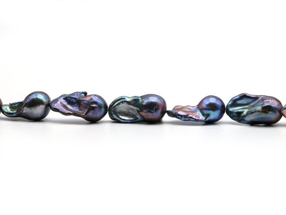 Peacock Baroque Pearls, Large Freshwater Cultured Flameball Fireball in Tahitian Colors,  13-18mm, Single Piece or Full Strand, SKU# BAR023