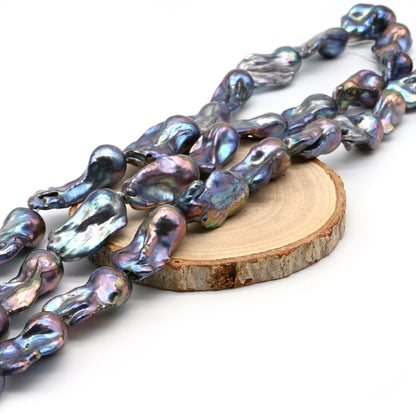 Peacock Baroque Pearls, Large Freshwater Cultured Flameball Fireball in Tahitian Colors,  13-18mm, Single Piece or Full Strand, SKU# BAR023