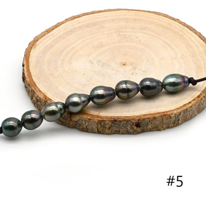 Large Hole Black Tahitian Pearls, Natural Drop Shape Pearl Beads with 2mm Hole in 9.5-10mm, High Luster, SKU# TAHLH036