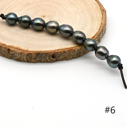 Large Hole Black Tahitian Pearls, Natural Drop Shape Pearl Beads with 2mm Hole in 9.5-10mm, High Luster, SKU# TAHLH036