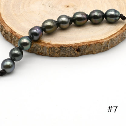 Large Hole Black Tahitian Pearls, Natural Drop Shape Pearl Beads with 2mm Hole in 9.5-10mm, High Luster, SKU# TAHLH036