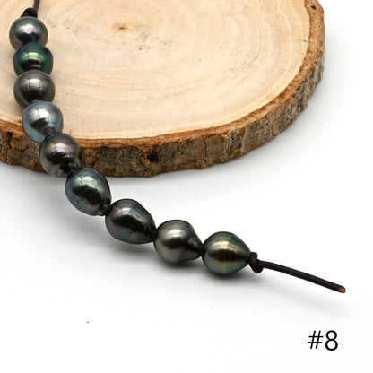 Large Hole Black Tahitian Pearls, Natural Drop Shape Pearl Beads with 2mm Hole in 9.5-10mm, High Luster, SKU# TAHLH036