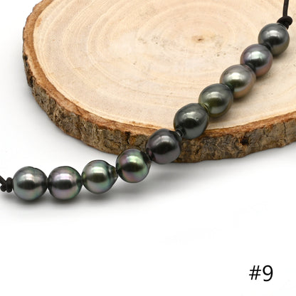Large Hole Black Tahitian Pearls, Natural Drop Shape Pearl Beads with 2mm Hole in 9.5-10mm, High Luster, SKU# TAHLH036