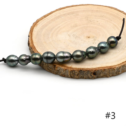 Large Hole Black Tahitian Pearls, Natural Drop Shape Pearl Beads with 2mm Hole in 9.5-10mm, High Luster, SKU# TAHLH036