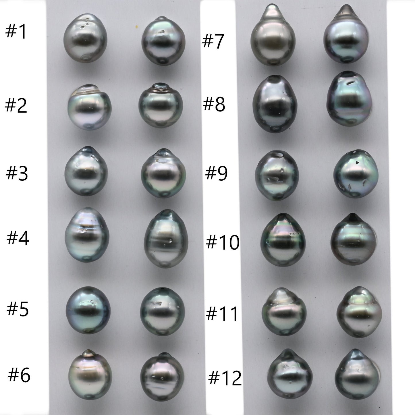 Teardrop Tahitian Pearl Pair Loose Undrilled, Light Color with Beautiful Luster and Blemish, 9.5-10mm, SKU# 1001TLP