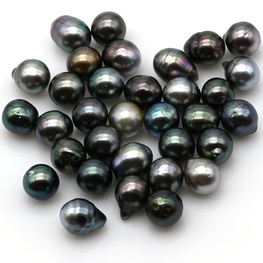 Undrilled Tahitian Pearl Loose Teardrop Black Pearl, Beautiful Color with High Luster, For Jewelry Making, Blemishes, 8-8.5mm, SKU# 1005TH