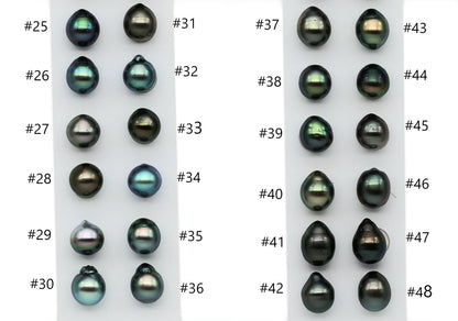 Single Black Tahitian Pearl Undrilled Tear Drops, Loose Peacock with High Luster, For Jewelry Making, 9.5-10mm, No Hole, SKU# 1011TH