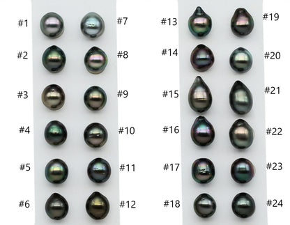 Single Black Tahitian Pearl Undrilled Tear Drops, Loose Peacock with High Luster, For Jewelry Making, 9.5-10mm, No Hole, SKU# 1011TH