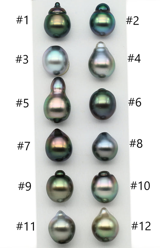 Single Tear Drop Tahitian Pearl Loose Undrilled, Peacock and High Luster, For Jewelry Making, 9.5-10mm, No Hole, SKU# 1013TH