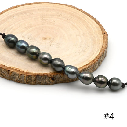 Large Hole Black Tahitian Pearls, Natural Drop Shape Pearl Beads with 2mm Hole in 9.5-10mm, High Luster, SKU# TAHLH036