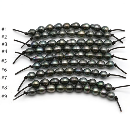 Large Hole Black Tahitian Pearls, Natural Drop Shape Pearl Beads with 2mm Hole in 9.5-10mm, High Luster, SKU# TAHLH036