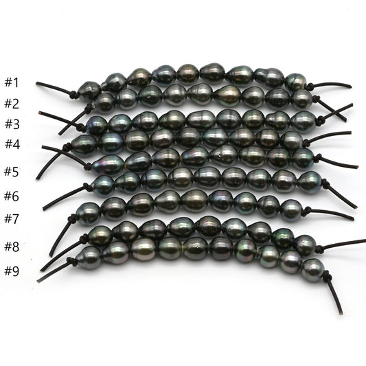Large Hole Black Tahitian Pearls, Natural Drop Shape Pearl Beads with 2mm Hole in 9.5-10mm, High Luster, SKU# TAHLH036