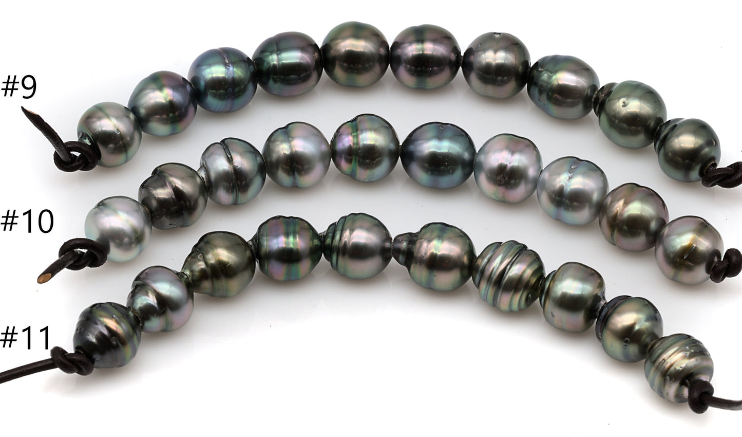 Tahitian Black Pearls Large Hole, Circle Tear Drop Pearl Beads with 2mm Hole in 9.5-10mm, High Luster, SKU# 1014TH