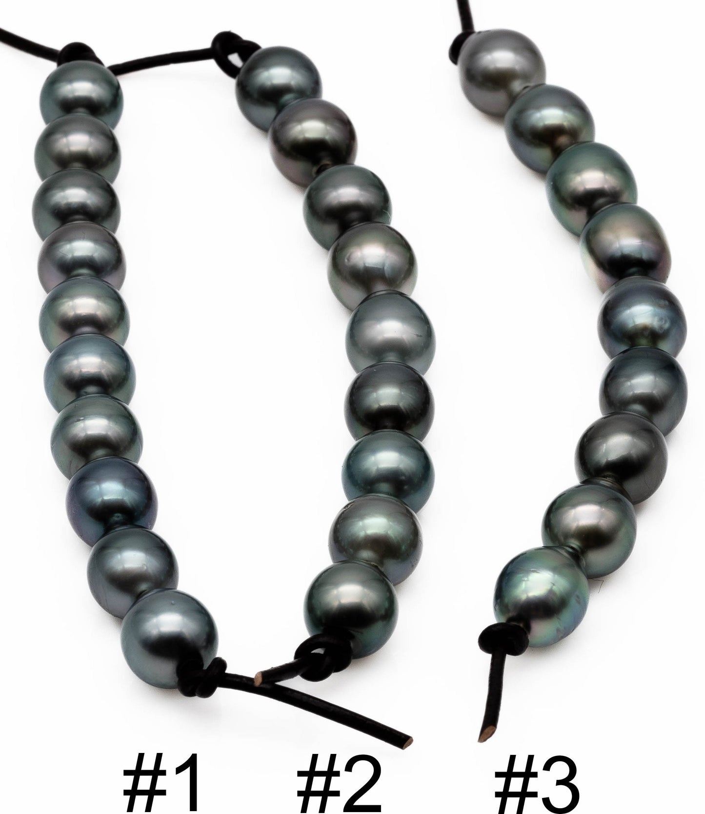 Natural Tahitian Pearls Large Hole, Near Round or Teardrop with 2mm Hole in 9.5-10mm, Limited Blemishes, High Quality Luster, SKU# 1018TH