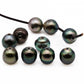 Tahitian Large Hole Pearls, Black Pearl, Near Round, Teardrop, Oval Big Hole with 2mm Hole in 9.5-10mm, High Luster, SKU# 1016TH