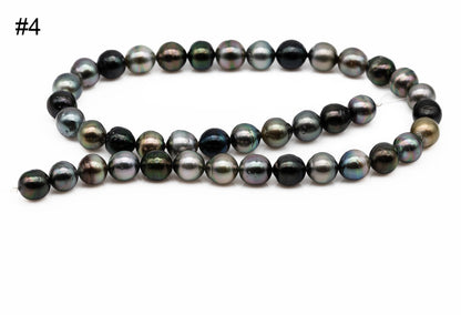 Tahitian Multi Color Pearl Strand, Teardrop or Near Round Cultured Pearls with High Luster, For Jewelry Making, 9.5-10mm, SKU# 1019TH