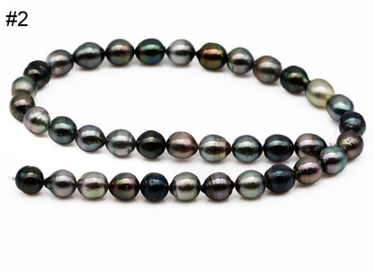 Tahitian Multi Color Pearl Strand, Teardrop or Near Round Cultured Pearls with High Luster, For Jewelry Making, 9.5-10mm, SKU# 1019TH