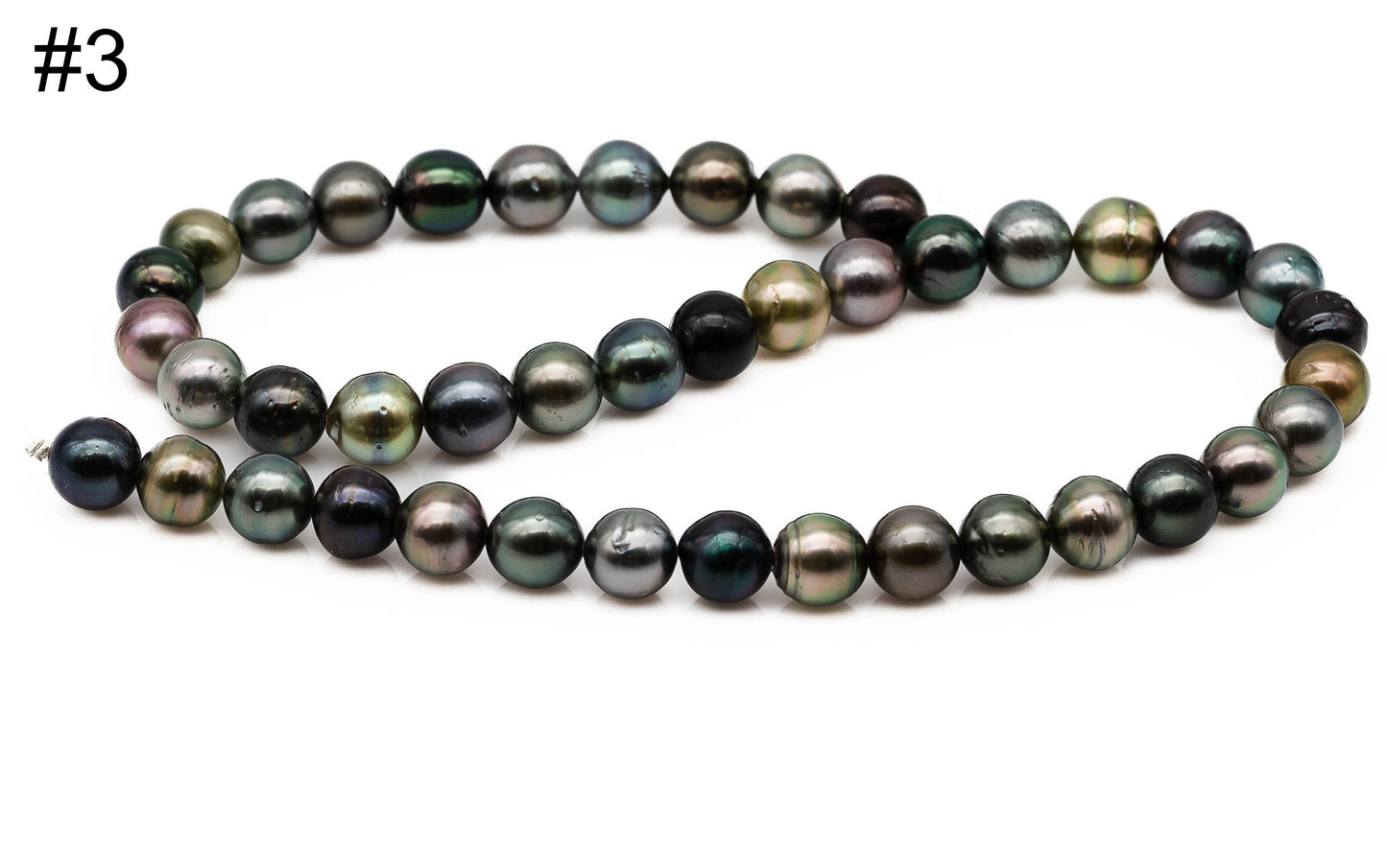 Tahitian Multi Color Pearl Strand, Teardrop or Near Round Cultured Pearls with High Luster, For Jewelry Making, 9.5-10mm, SKU# 1019TH