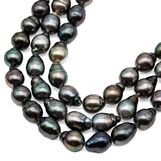 9.5-10mm Tahitian Pearl, Tear Drop Shape Natural Pearl Strand, Small Size and High Luster, For Jewelry Making, SKU # 1039TH