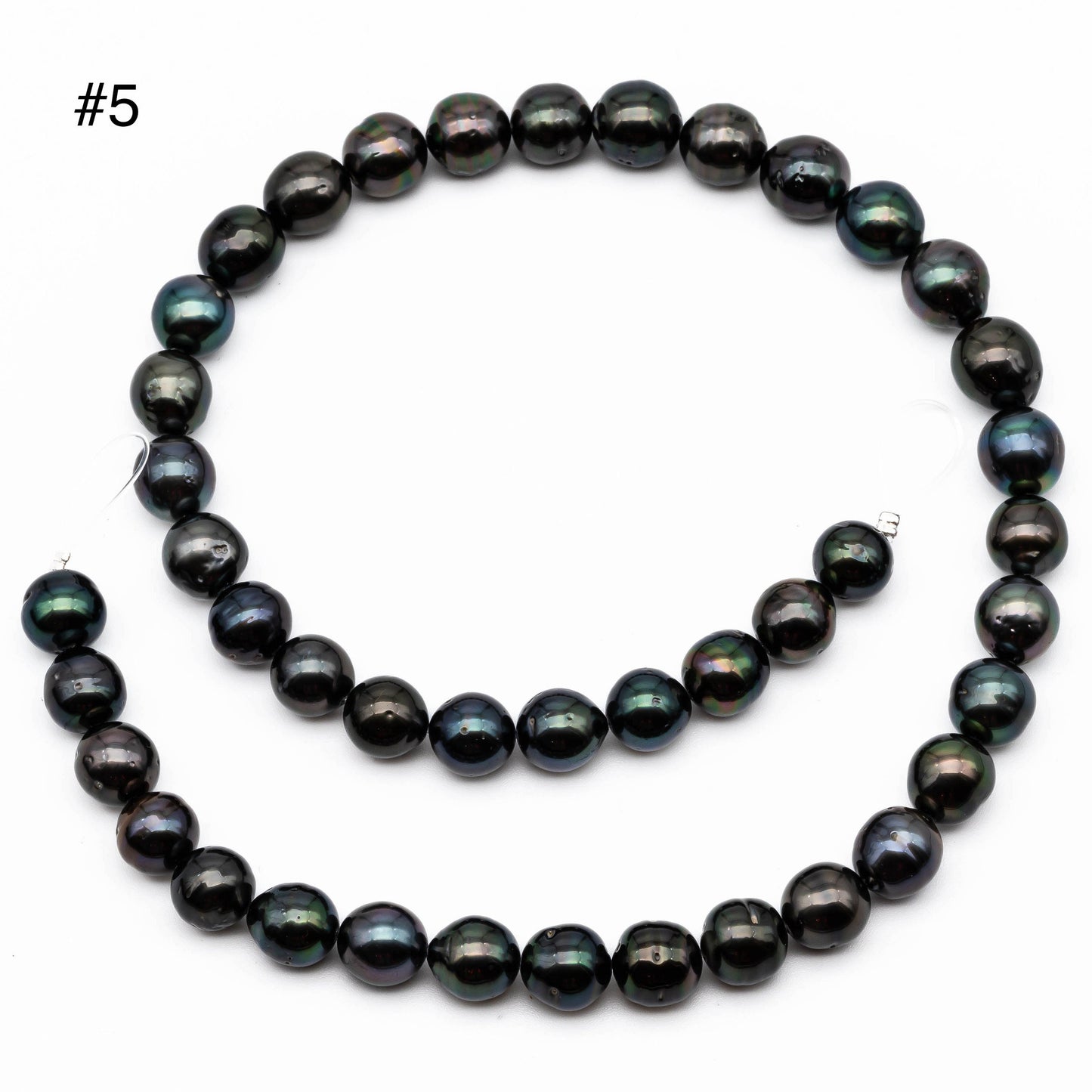 9-9.5mm Tahitian Pearl, Near Round Natural Pearl Strand with High Luster, For Jewelry Making,  SKU # 1043TH