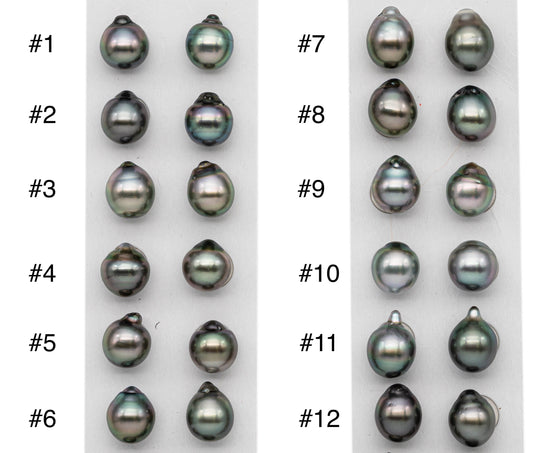 Tahitian Loose Pair Pearls, High Luster Undrilled Pearl Bead with Minor Blemish, For Jewelry Making 9.5-10mm Tear Drop, SKU# 1054TH