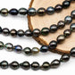 Black Tahitian Pearl Strand, Tear drops Pearl with High Luster and Blemishes, For Jewelry Making, 9-9.5mm Full Strand, SKU# 1056TH