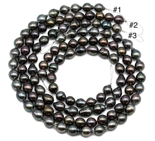Tahitian Pearl Teardrop strand showing all three strands.