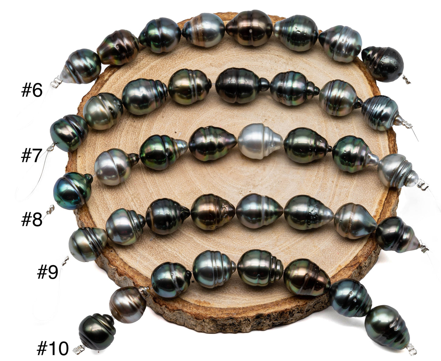 Tahitian Pearls in Multi-color Teardrop Circled with Extremely Nice Luster and Blemishes, 10-11mm in 4 Inches Strand, SKU # 1064TH