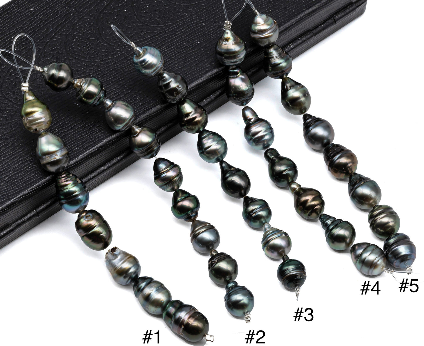 Tahitian Pearls in Multi-color Teardrop Circled with Extremely Nice Luster and Blemishes, 10-11mm in 4 Inches Strand, SKU # 1064TH