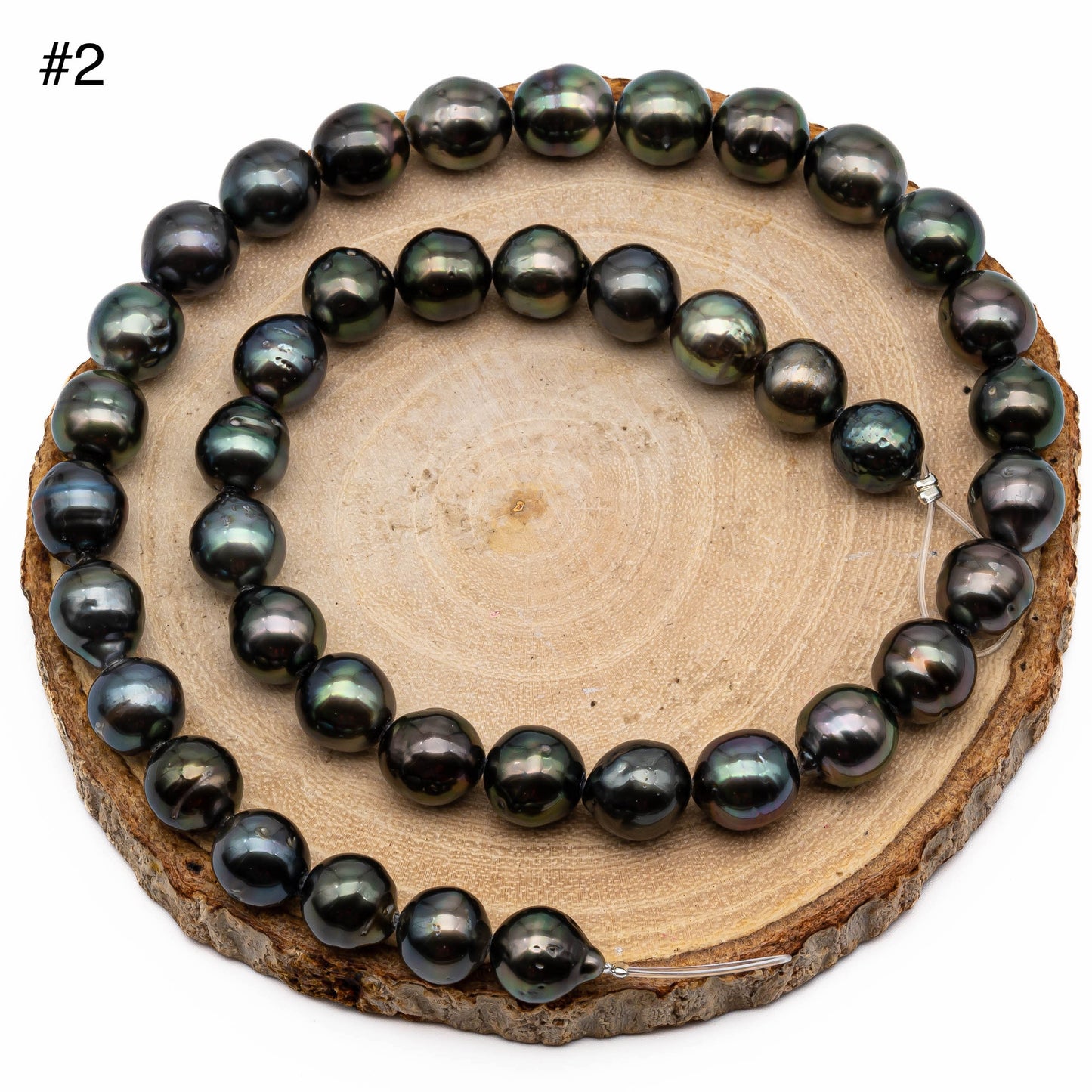 9-9.5mm Tahitian Pearl, Near Round Natural Pearl Strand with High Luster, For Jewelry Making,  SKU # 1043TH