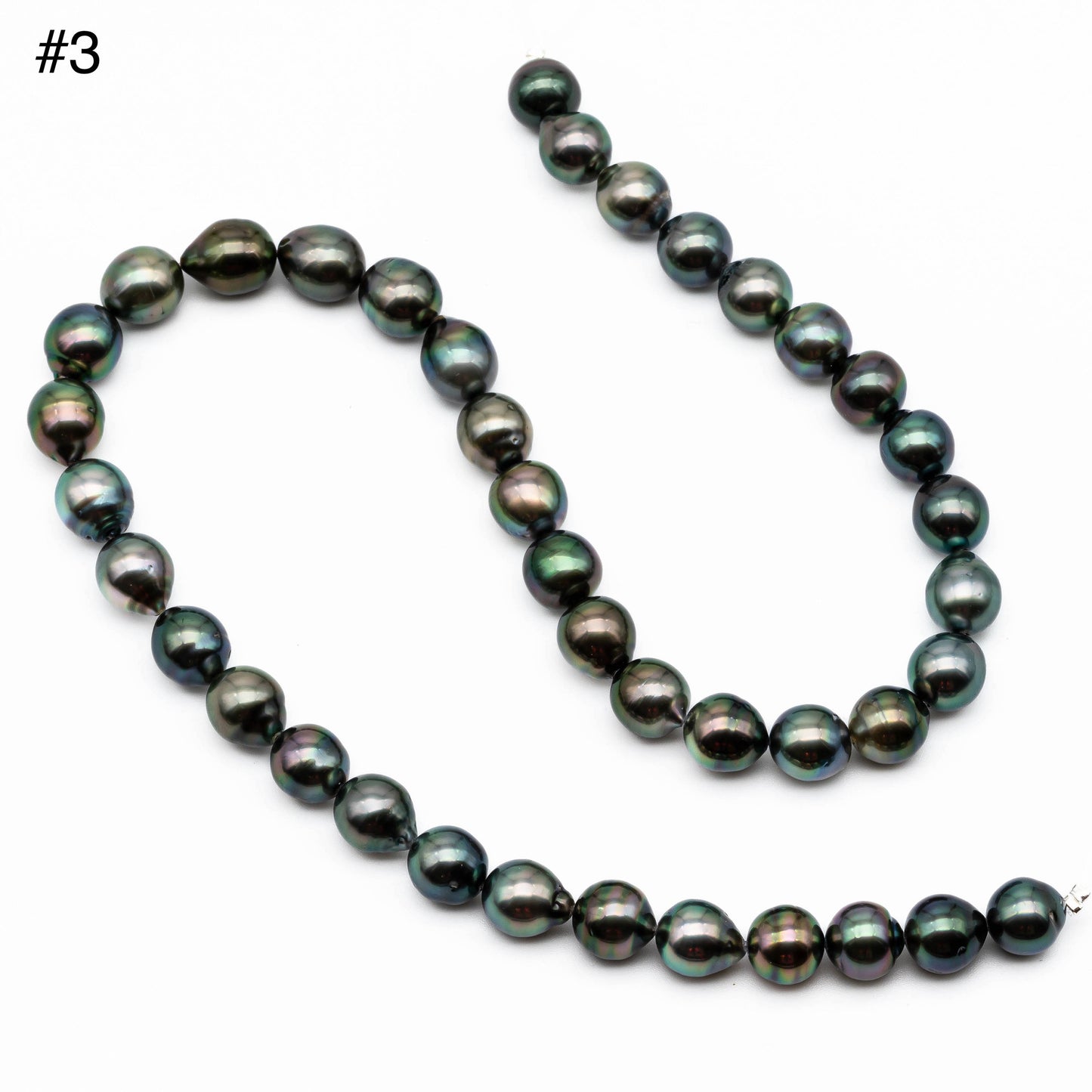 Tahitian Pearl Strand, Near Round or Drop Shape Natural Pearl Strand with High Luster, For Jewelry Making, 9-9.5mm, SKU # 1044TH